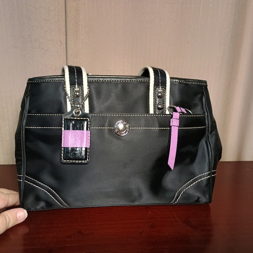 Coach 1941 Black Tote with Purple Accents NWOT